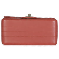 Coral Chevron Calfskin Quilted Mini Square Flap Bag