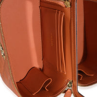 Orange Quilted Lambskin Beaded Small Top Handle Vanity Case With Chain