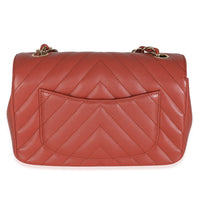 Chanel Coral Chevron Calfskin Mini Rectangular Flap Bag Handbag bv