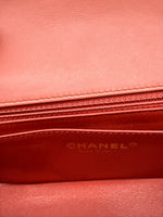 Coral Chevron Calfskin Mini Rectangular Flap Bag