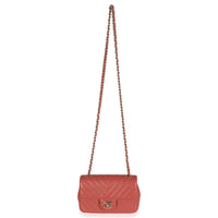 Coral Chevron Calfskin Mini Rectangular Flap Bag