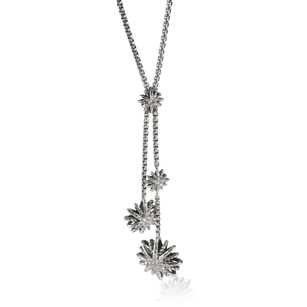 Sterling Silver Diamond Starburst Necklace