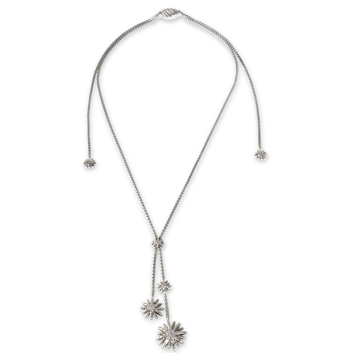 Sterling Silver Diamond Starburst Necklace