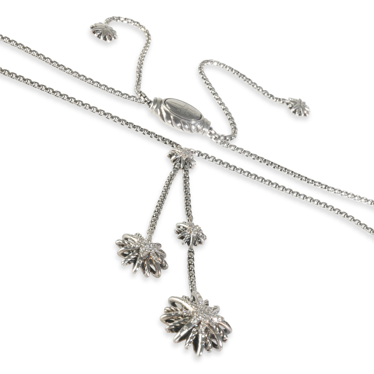 Sterling Silver Diamond Starburst Necklace