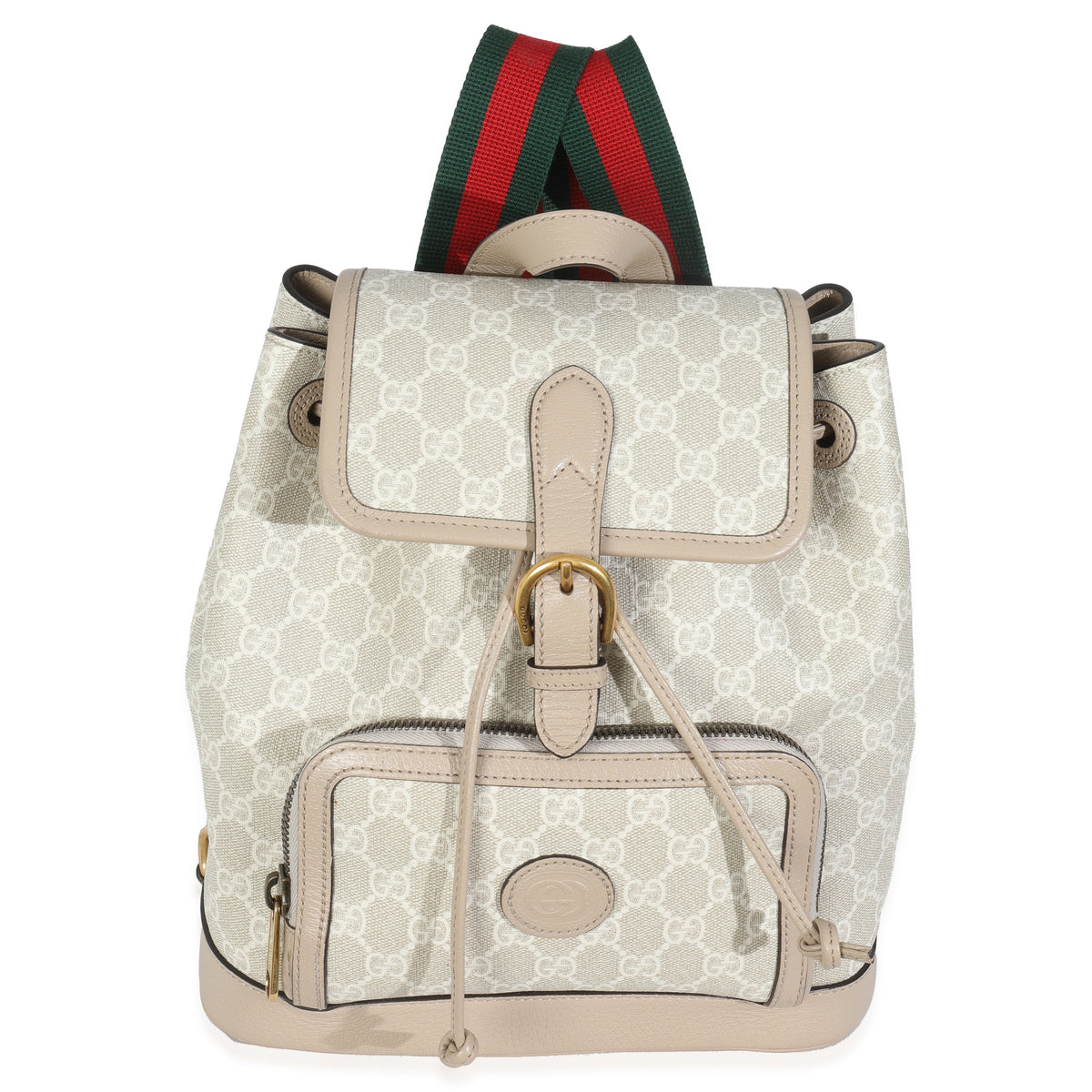 White GG Supreme Monogram Azalea Calfskin Retro Interlocking G Buckle Back