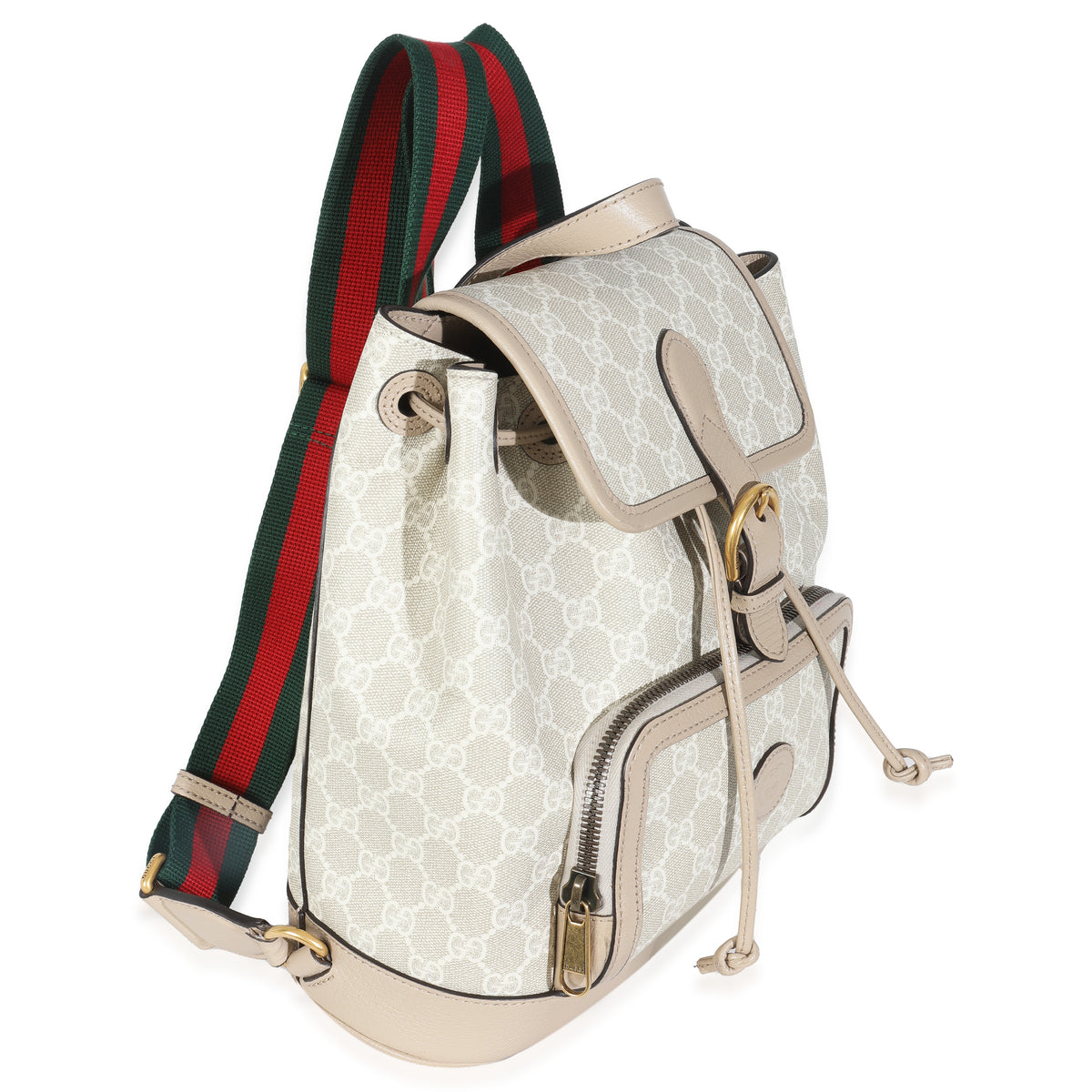 White GG Supreme Monogram Azalea Calfskin Retro Interlocking G Buckle Back