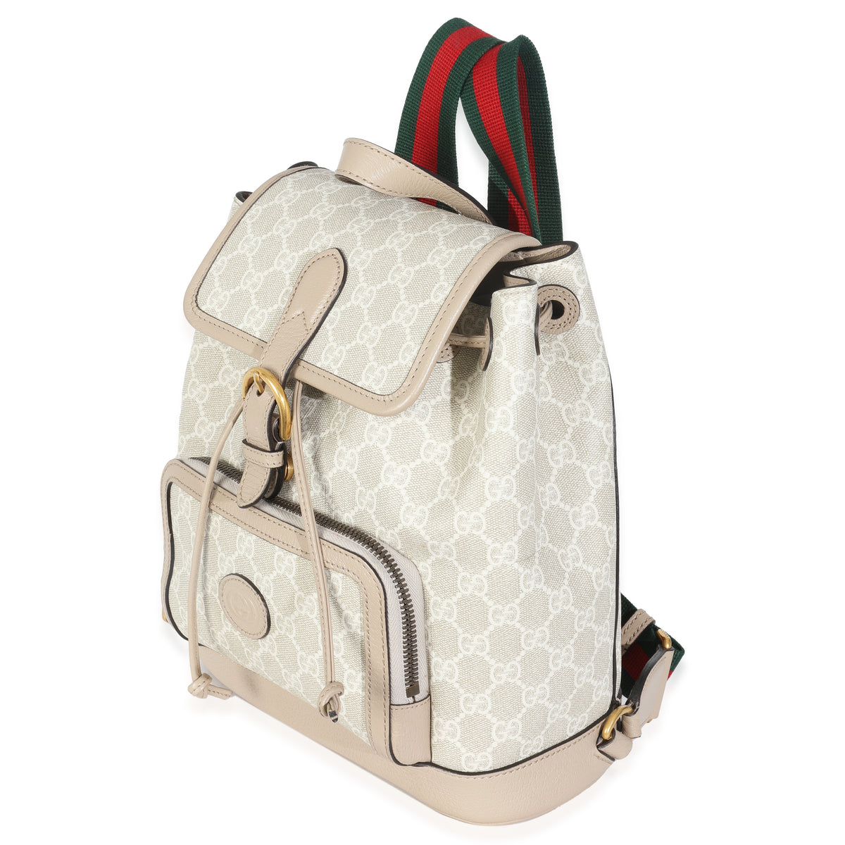 White GG Supreme Monogram Azalea Calfskin Retro Interlocking G Buckle Back