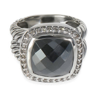 David Yurman Sterling Silver Hematite and Diamond Albion Ring fv