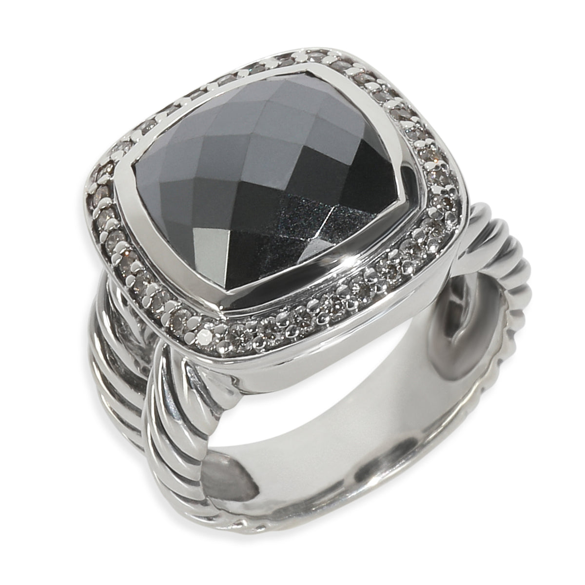 David Yurman Sterling Silver Hematite and Diamond Albion Ring pv