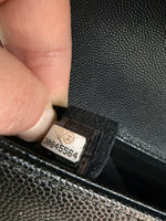 Black Quilted Caviar Small Boy Handbag
