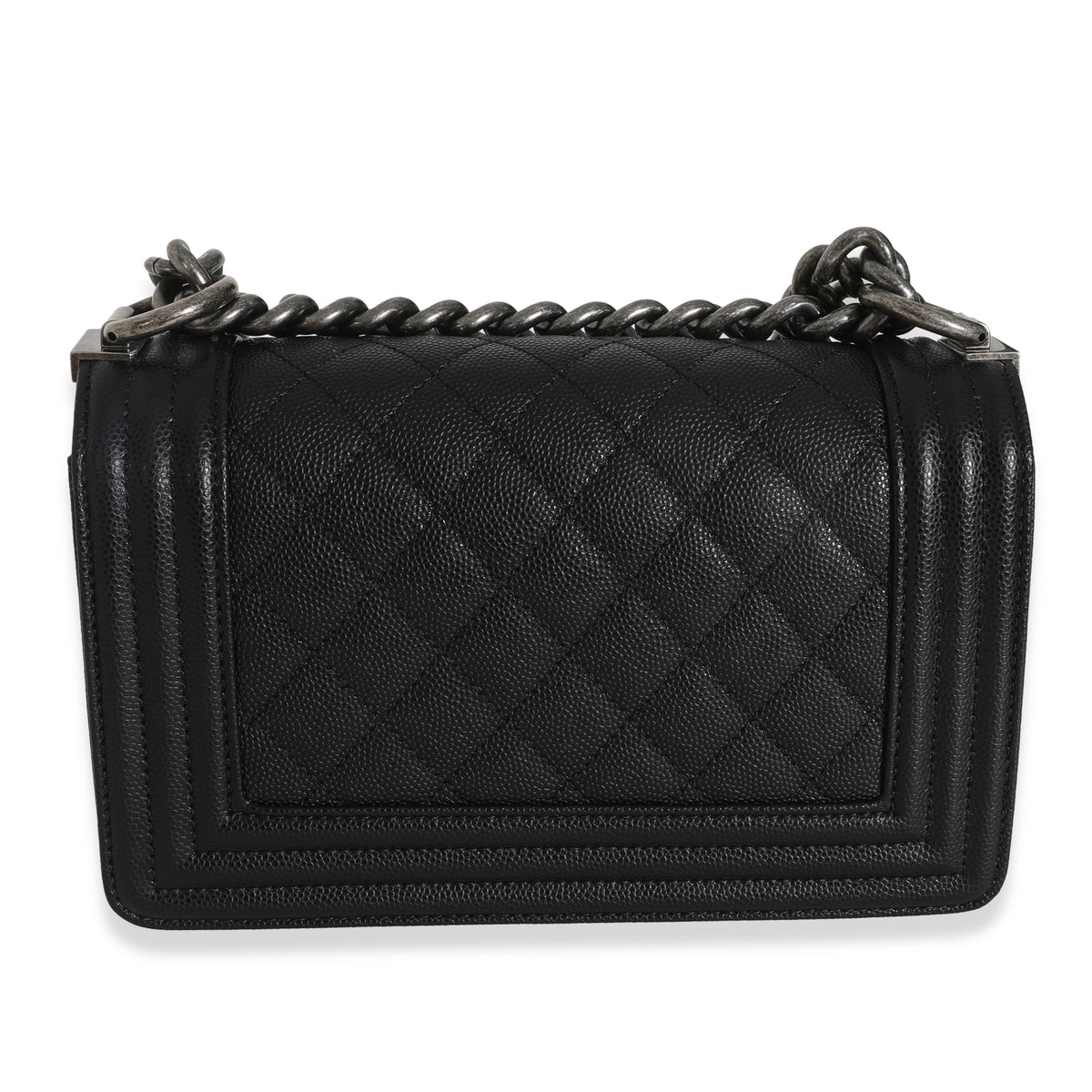 Black Quilted Caviar Small Boy Handbag
