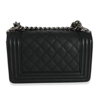 Black Quilted Caviar Small Boy Handbag