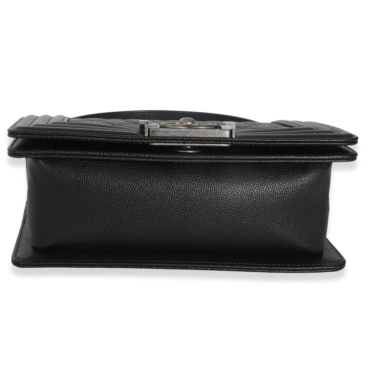 Black Quilted Caviar Small Boy Handbag