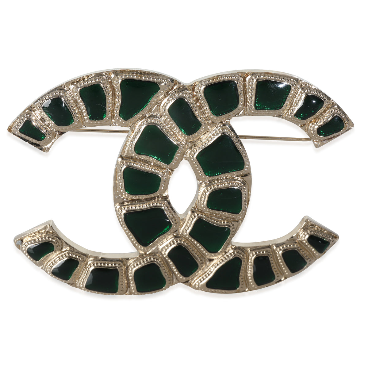 Gold-Plated  2019 Large Gripoix CC Brooch