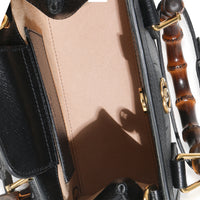 Black Textured Dollar Calfskin Web Mini Diana Tote Bag