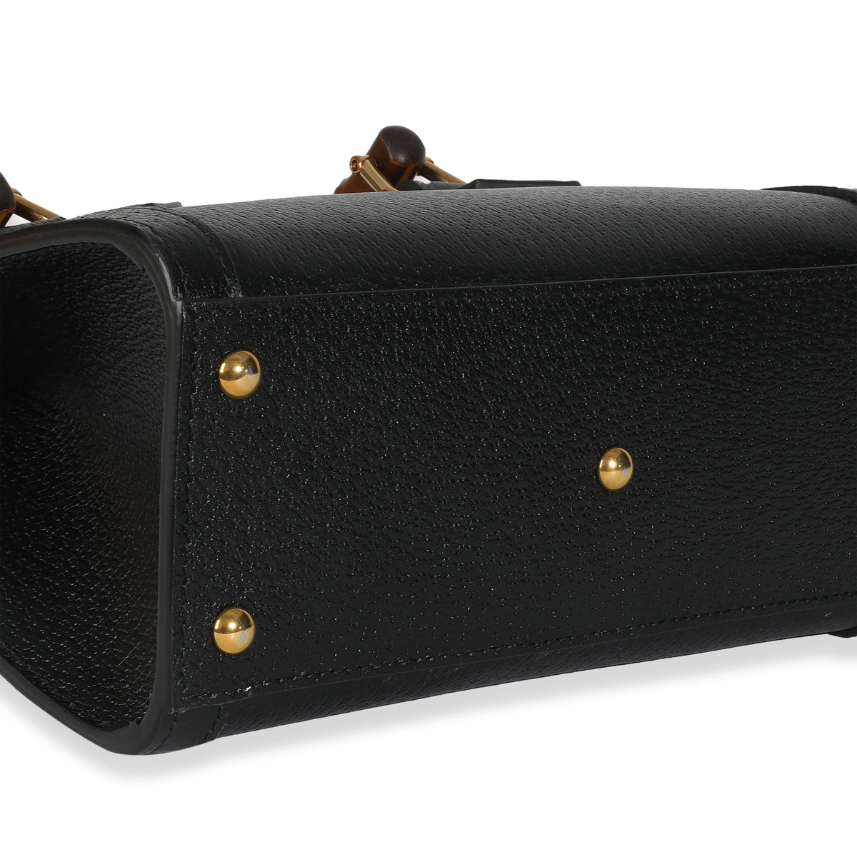 Black Textured Dollar Calfskin Web Mini Diana Tote Bag