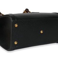 Black Textured Dollar Calfskin Web Mini Diana Tote Bag