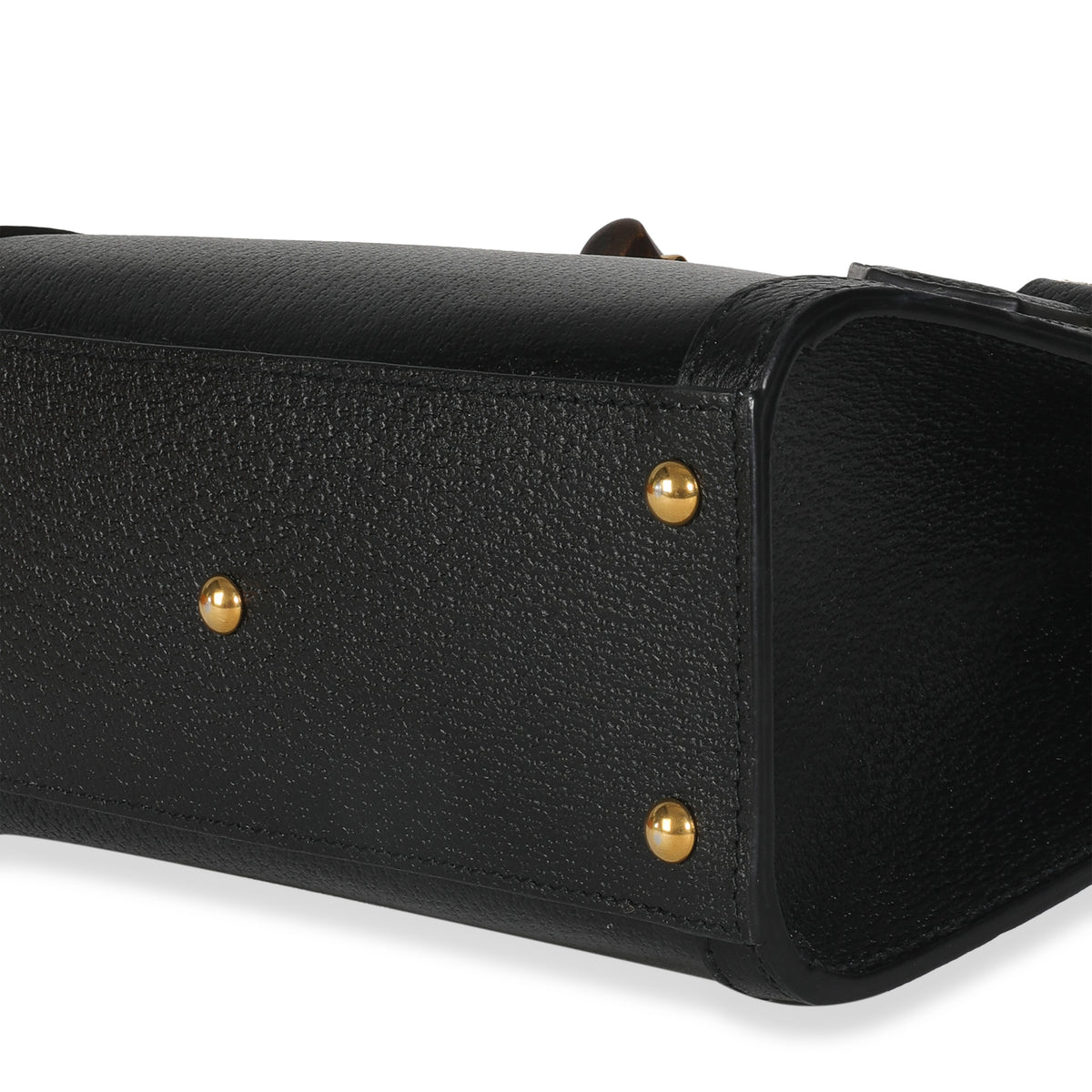 Black Textured Dollar Calfskin Web Mini Diana Tote Bag