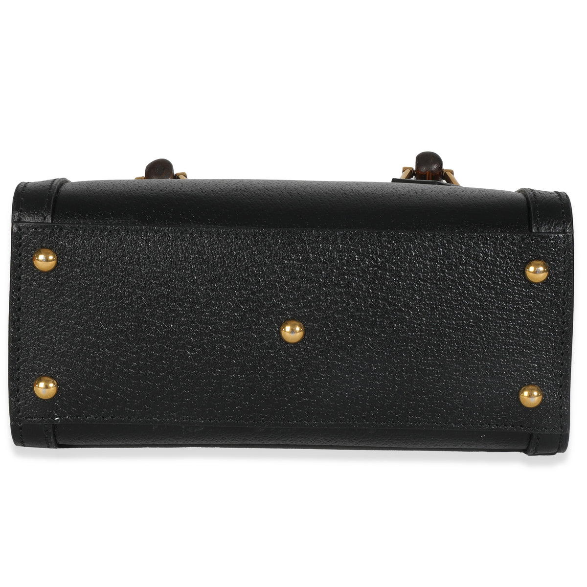 Black Textured Dollar Calfskin Web Mini Diana Tote Bag