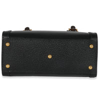 Black Textured Dollar Calfskin Web Mini Diana Tote Bag