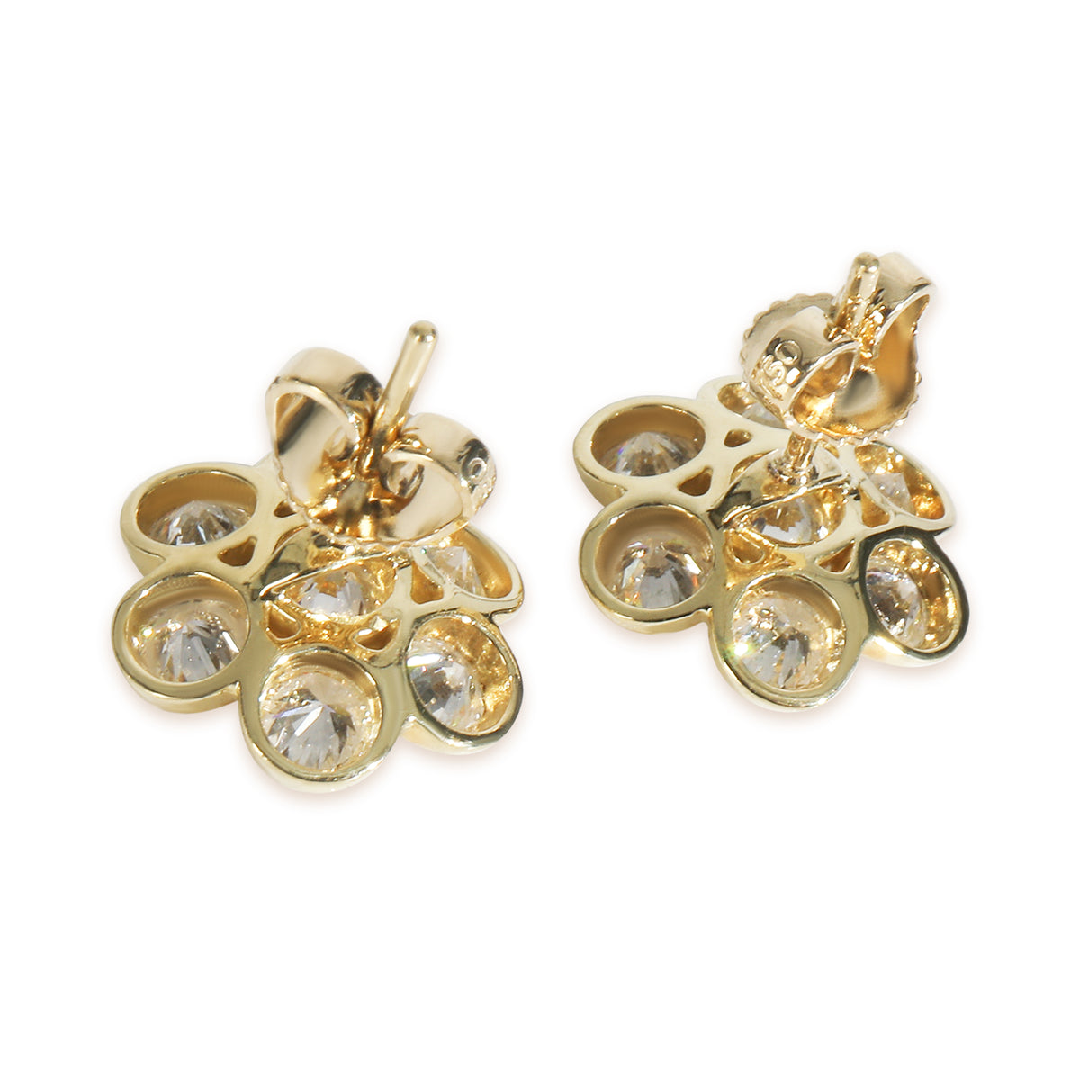 BVLGARI Yellow Gold Diamond Vintage Flower Cluster Earrings bv