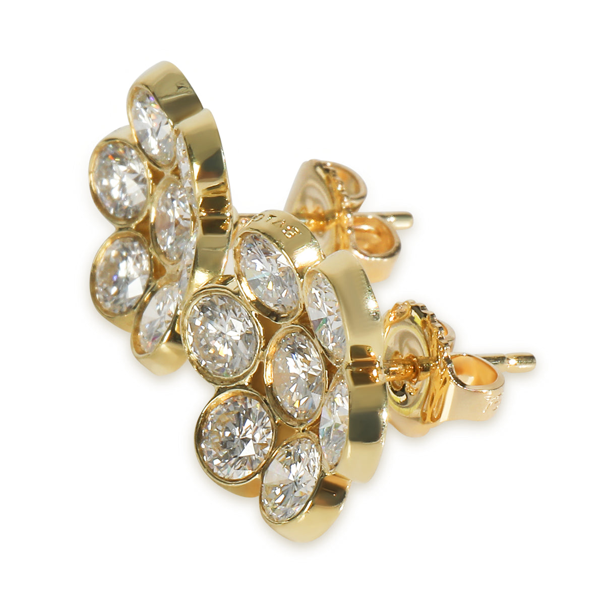BVLGARI Yellow Gold Diamond Vintage Flower Cluster Earrings sv