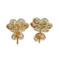Yellow Gold Diamond Vintage Flower Cluster Earrings