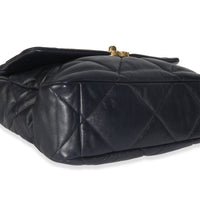 Navy Quilted Shiny Lambskin Medium Chanel 19 Flap Bag