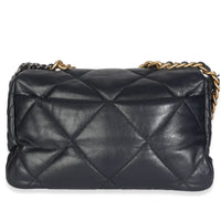 Navy Quilted Shiny Lambskin Medium Chanel 19 Flap Bag
