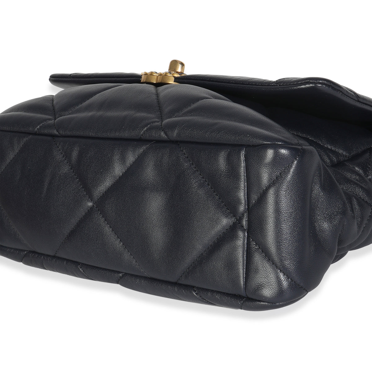 Navy Quilted Shiny Lambskin Medium Chanel 19 Flap Bag
