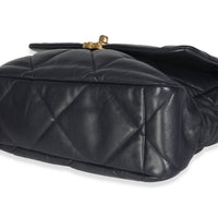 Navy Quilted Shiny Lambskin Medium Chanel 19 Flap Bag