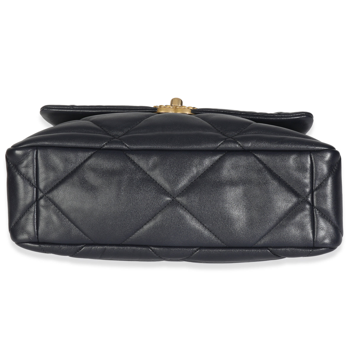 Navy Quilted Shiny Lambskin Medium Chanel 19 Flap Bag