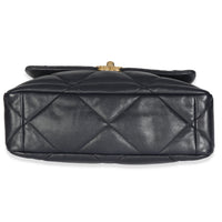 Navy Quilted Shiny Lambskin Medium Chanel 19 Flap Bag