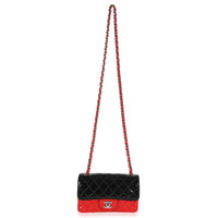 Red Black Quilted Patent Bi-Color Mini Rectangular Flap Bag