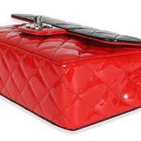 Red Black Quilted Patent Bi-Color Mini Rectangular Flap Bag
