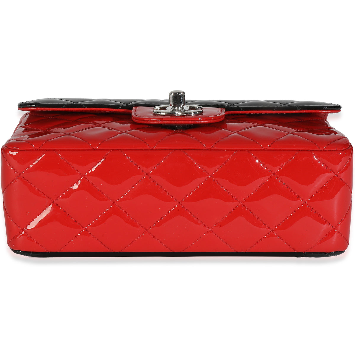 Red Black Quilted Patent Bi-Color Mini Rectangular Flap Bag