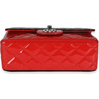 Red Black Quilted Patent Bi-Color Mini Rectangular Flap Bag