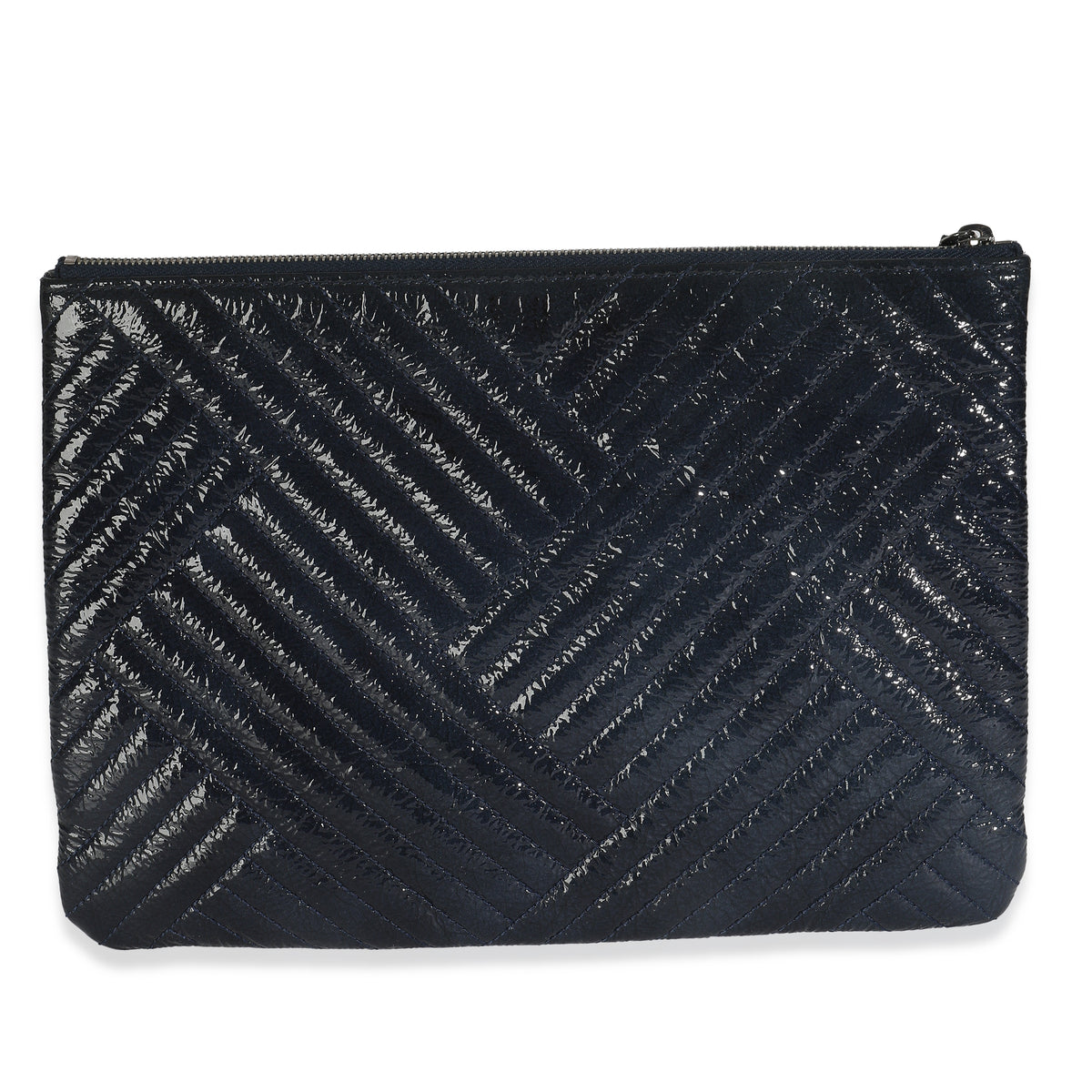 Chanel Grey Distressed Patent Medium CC Crossing Cosmetic Case Handbag bv