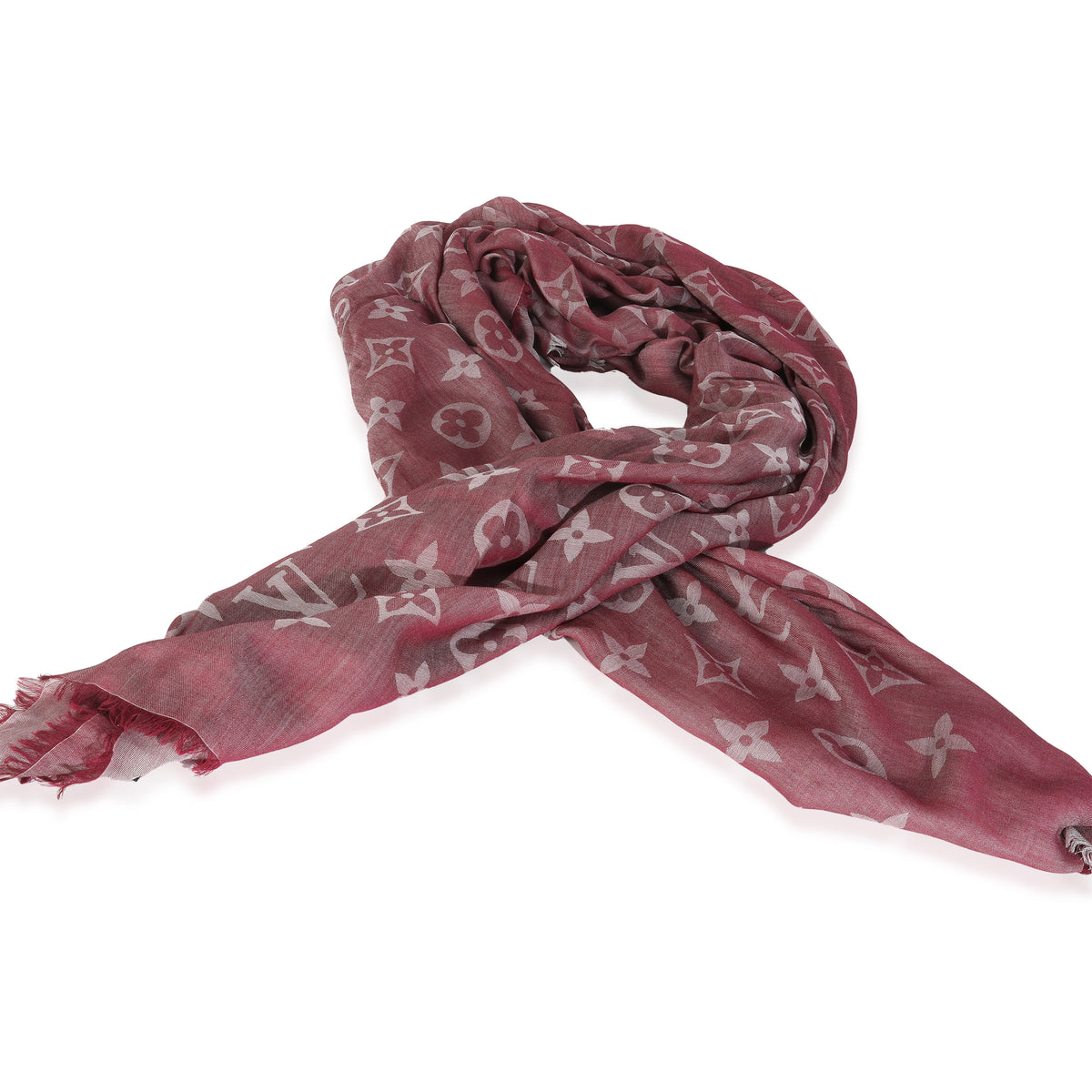 Magenta Wool Silk Monogram Daily Stole