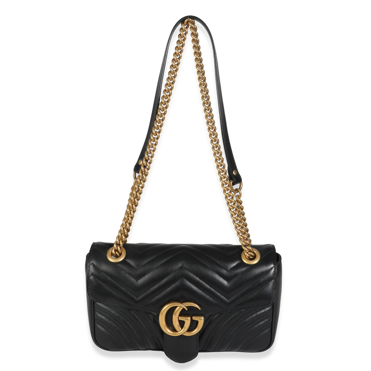 Black Calfskin Matelasse Medium GG Marmont Shoulder Bag
