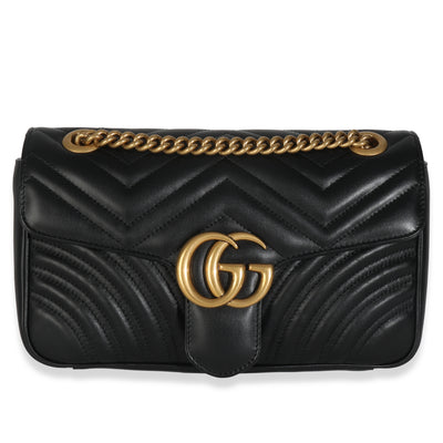 Black Calfskin Matelasse Medium GG Marmont Shoulder Bag