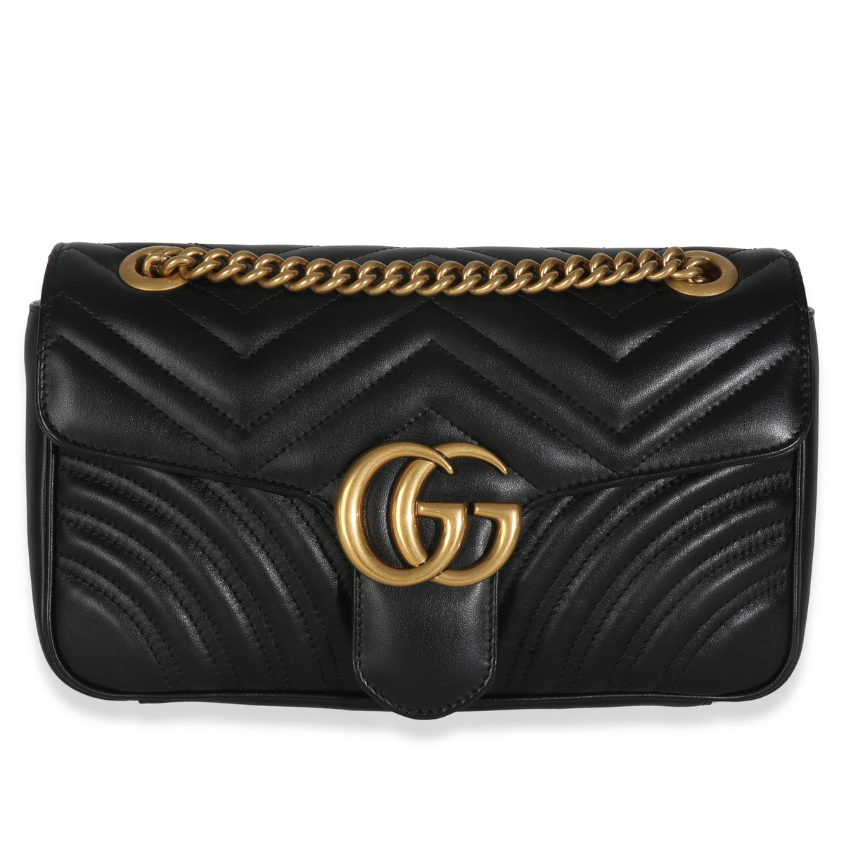Black Calfskin Matelasse Medium GG Marmont Shoulder Bag