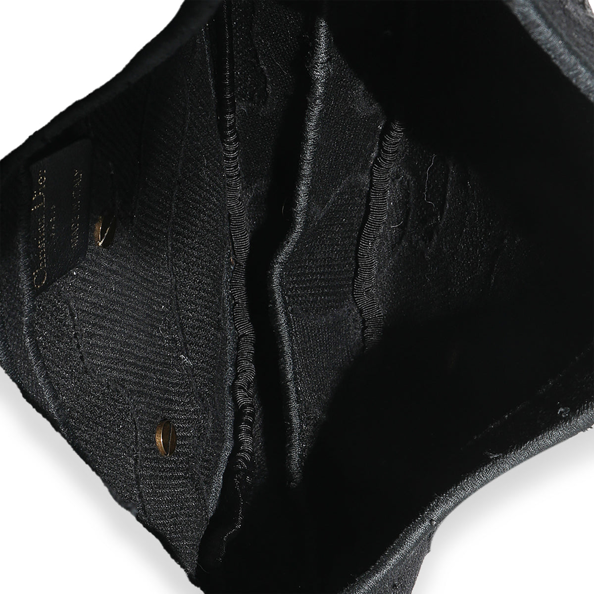 Black Embroidered Camouflage Canvas Medium Saddle Bag