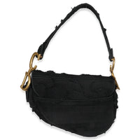 Black Embroidered Camouflage Canvas Medium Saddle Bag