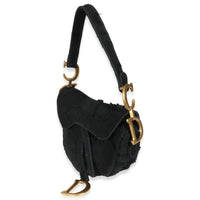 Black Embroidered Camouflage Canvas Medium Saddle Bag