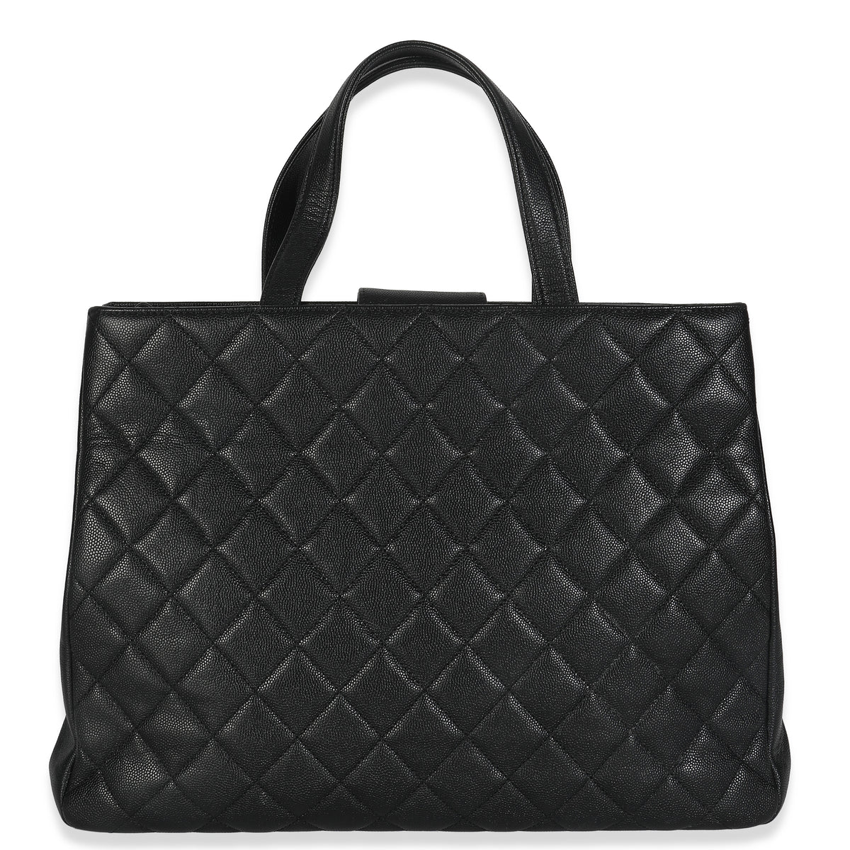Black Quilted Caviar Medium Business Affinity Tote
