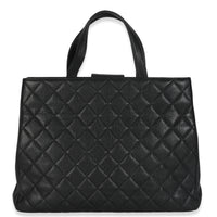 Black Quilted Caviar Medium Business Affinity Tote