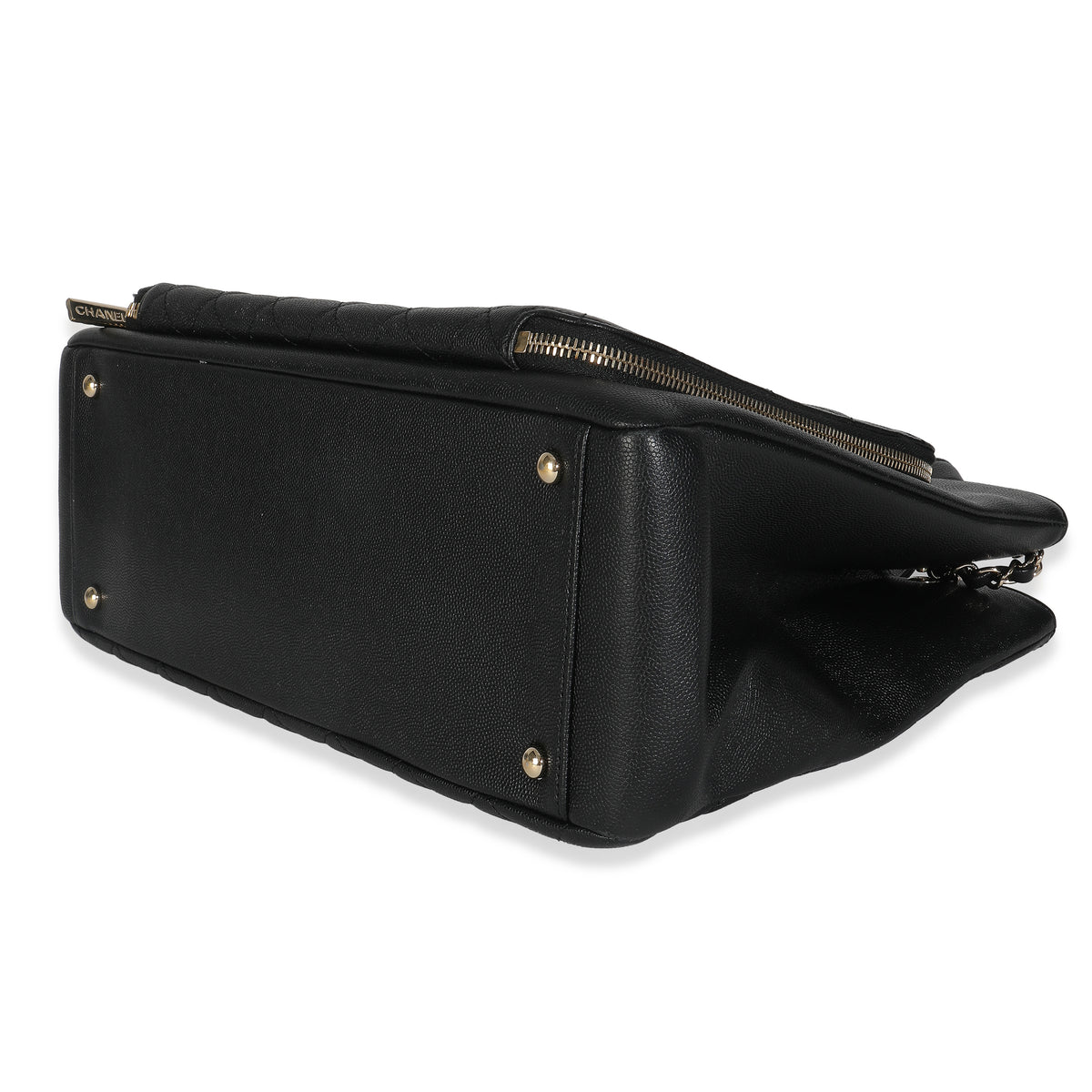 Black Quilted Caviar Medium Business Affinity Tote