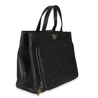Black Quilted Caviar Medium Business Affinity Tote