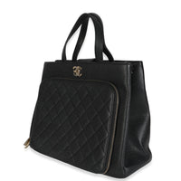 Black Quilted Caviar Medium Business Affinity Tote